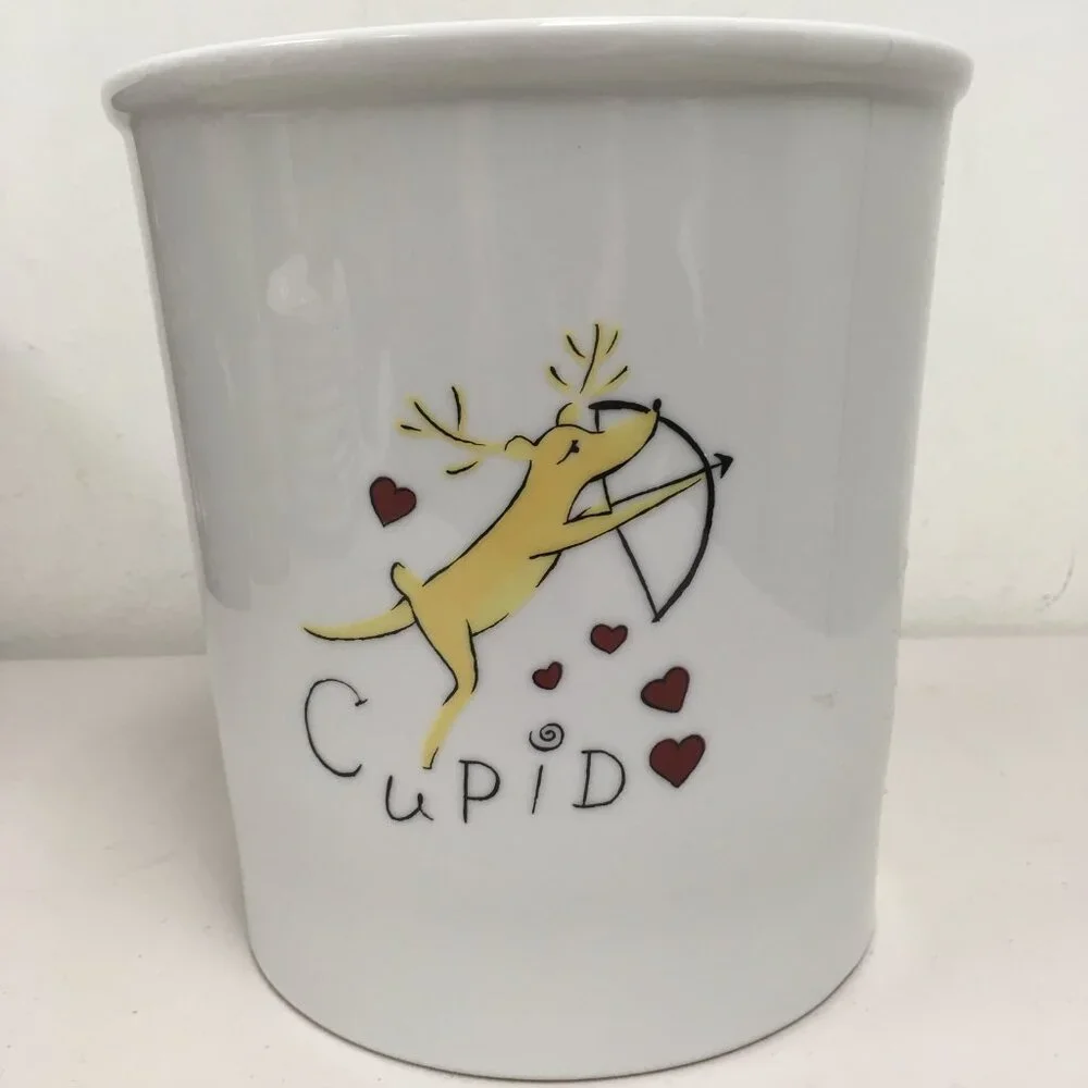Pottery Barn Cupid Reindeer utensil holder 8